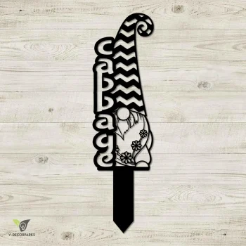 Cabbage Gnome Metal Garden Decor, Cabbage Vegetables Markers Iron Accent Metal Sign