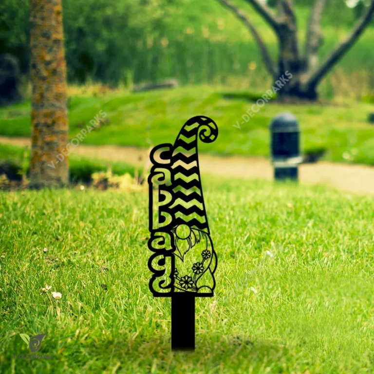 Cabbage Gnome Metal Garden Decor, Cabbage Vegetables Markers Iron Accent Metal Sign