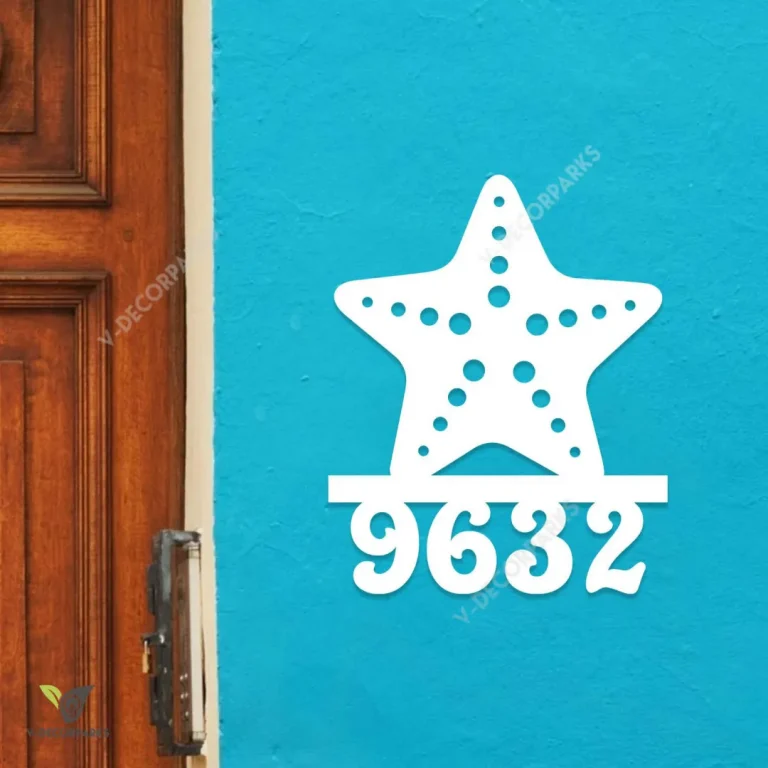 Custom Starfish Black Metal Art, Starfish Beach House Evergreen Wall Hanging