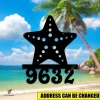 Custom Starfish Black Metal Art, Starfish Beach House Evergreen Wall Hanging