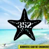 Personalized Address Starfish Metal Wall Decor, Starfish Summer Laser Cut Plaque