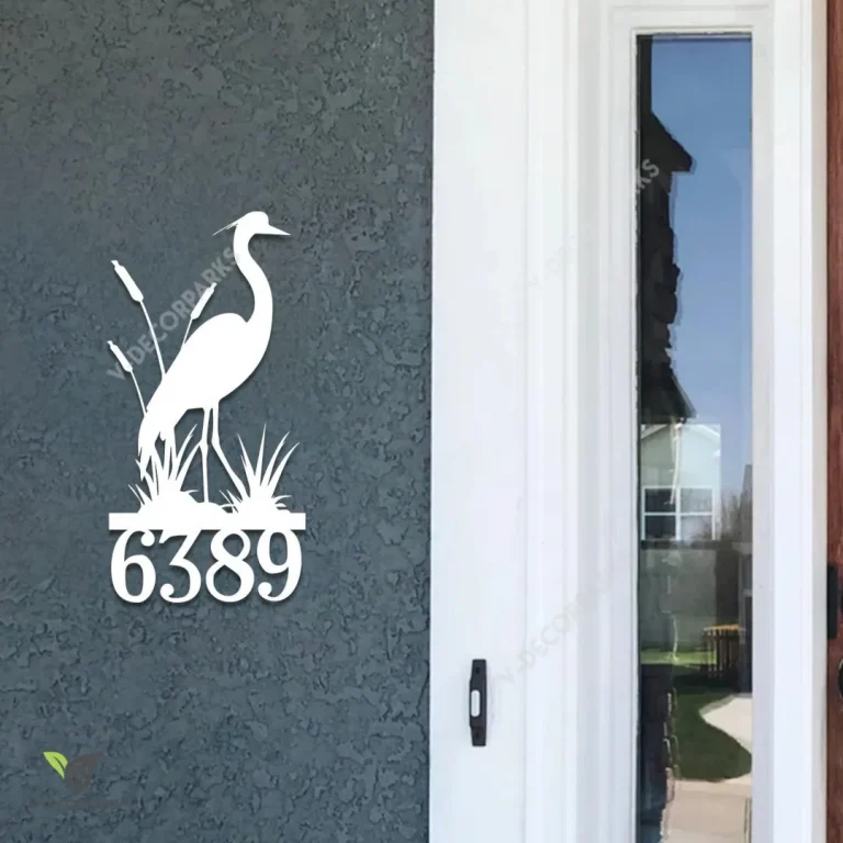 Customized Address Heron Metal Wall Art, Heron Bird Tropical Cut Accent