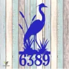 Customized Address Heron Metal Wall Art, Heron Bird Tropical Cut Accent