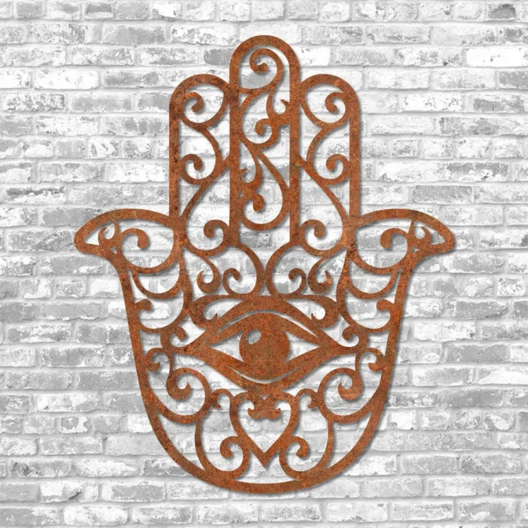 Rusted Hamsa Hand, Chamsa, Khamsa Metal Wall Decor, Hamsa Hand Metallic Wall Hanging