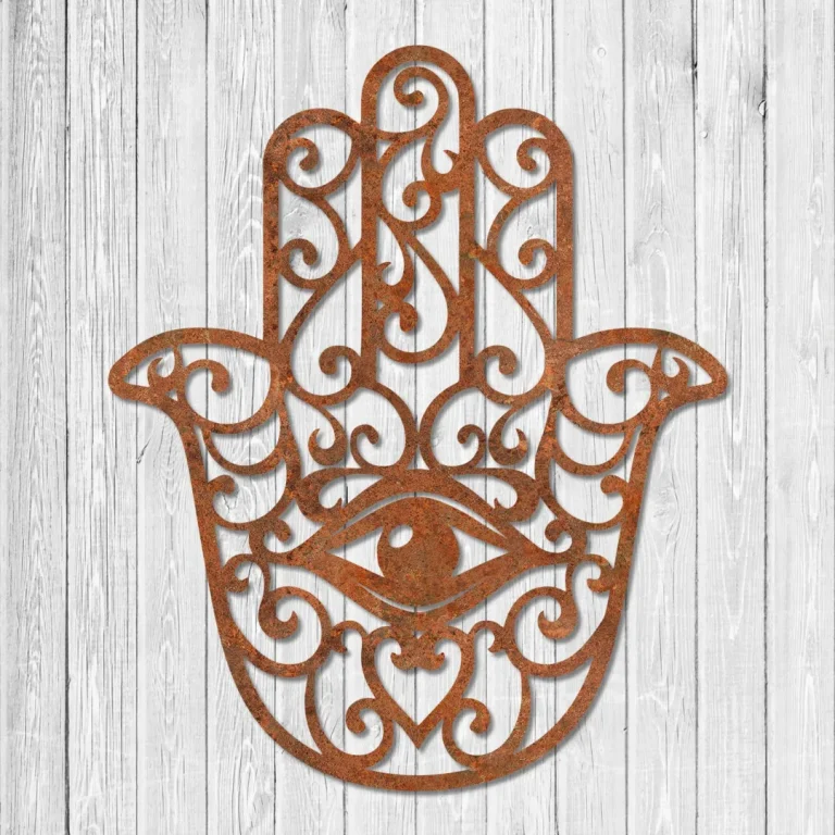 Rusted Hamsa Hand, Chamsa, Khamsa Metal Wall Decor, Hamsa Hand Metallic Wall Hanging