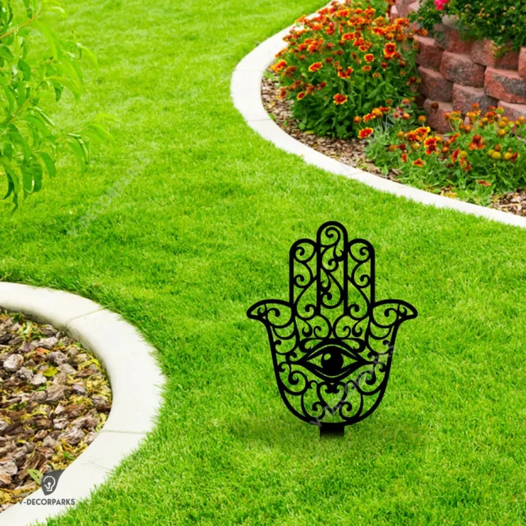 Hamsa Hand, Hamesh Hand, Chamsa Metal Garden Stake, Hamsa Hand Laser Cut Yard Decoration