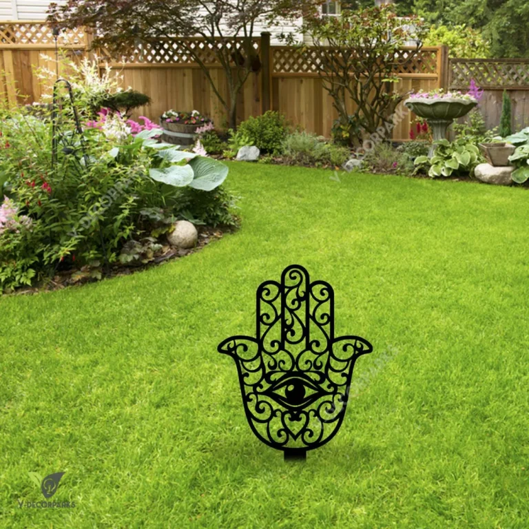 Hamsa Hand, Hamesh Hand, Chamsa Metal Garden Stake, Hamsa Hand Laser Cut Yard Decoration