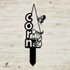 Corn Gnome With Butterfly Metal Garden Sign, Butterfly Corn Vegetables Markers Rust Resistant Sign Metal Sign