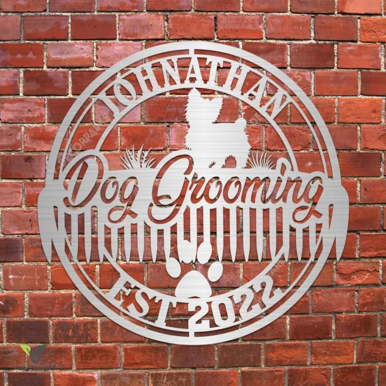 Custom Dog Grooming Salon Metal Sign, Pet Grooming Business Weatherproof Plaque Metal Sign