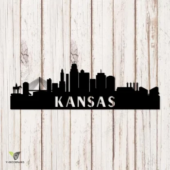 Kansas City Metal Art Monogram, Inner Decor For Kansas Citizens Metal Sign