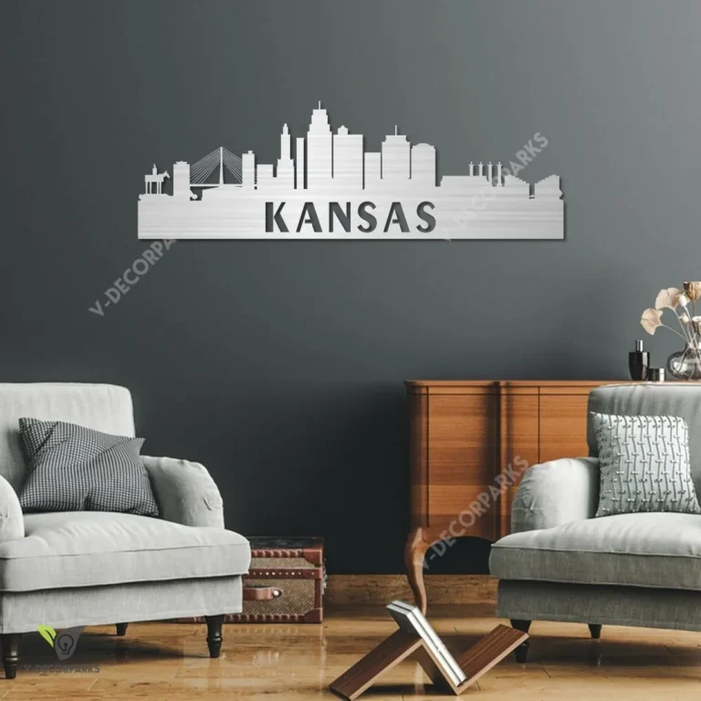 Kansas City Metal Art Monogram, Inner Decor For Kansas Citizens Metal Sign