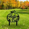 Hello Fall Pumpkin Metal Garden Decoration, Hello Fall Pumpkin Plasma Cut Stake Metal Sign