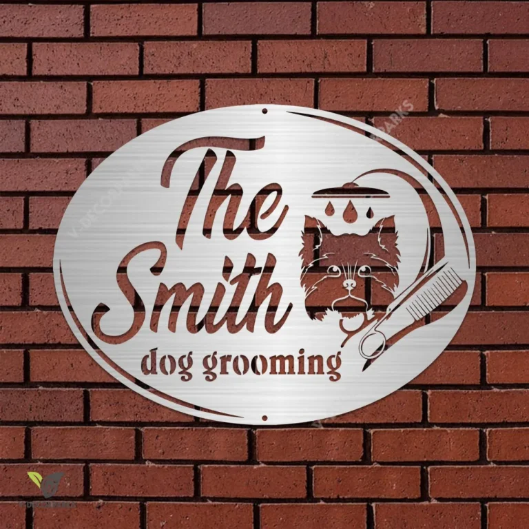 Personalized Dog Grooming Salon Metal Art, Pet Shop Evergreen Decoration Metal Sign