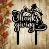 Thanksgiving Words And Pumpkin Metal Garden Decor, Thanksgiving Exterior Accent Metal Sign