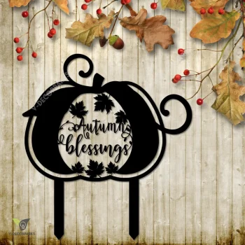 Autumn Blessing Pumpkin Metal Garden Decor, Autumn Blessing Stainless Artwork For Grandma Metal Sign