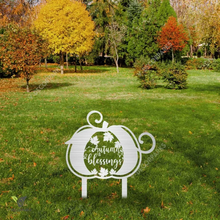 Autumn Blessing Pumpkin Metal Garden Decor, Autumn Blessing Stainless Artwork For Grandma Metal Sign