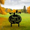 Happy Fall Y'all Pumpkin Metal Garden Art, Autumn Metallic Stake Metal Sign