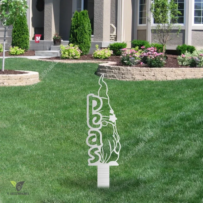 Peas Gnome Metal Garden Decoration, Peas Vegetables Markers Weatherproof Accent For Mom Metal Sign