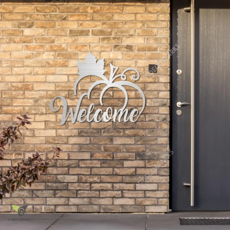 Welcome Pumpkin Metal Sign, Welcome Pumpkin Rust Resistant Garden Accent For Thanksgiving Metal Sign