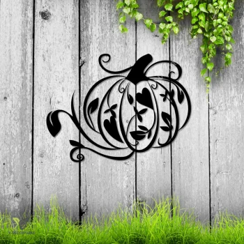 Pumpkin Metal Sign, Autumn Rust Resistant Fence Decor Metal Sign