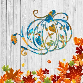 Rusty Blue Pumpkin Metal Wall Decoration, Fall Decorative Artwork