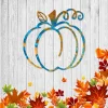 Rusty Blue Pumpkin Metal Sign, Autumn Laser Cut Accent