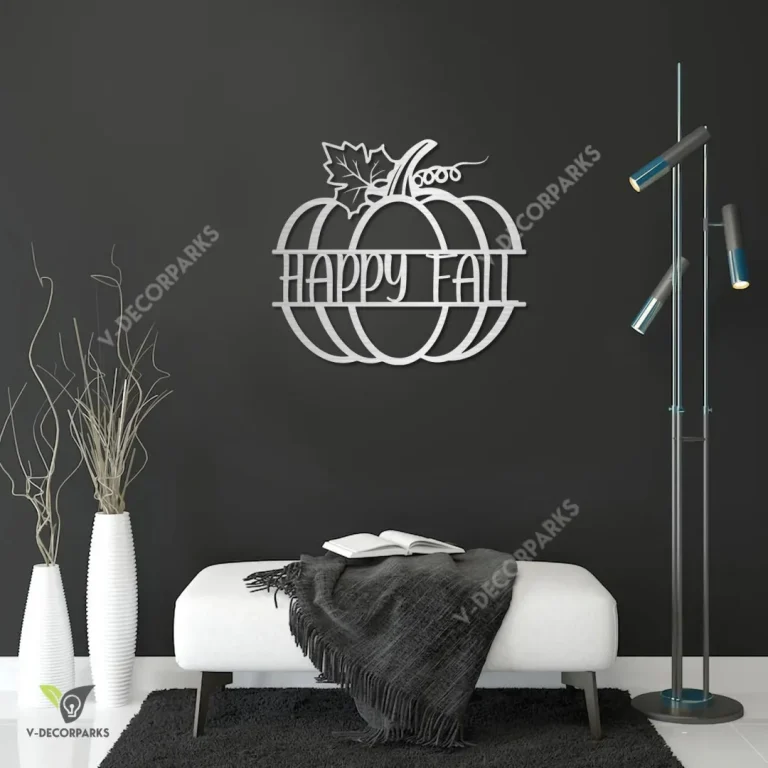 Happy Fall Pumpkin Metal Art, Happy Fall Porch Exterior Decoration Metal Sign