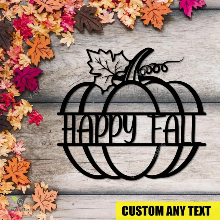 Happy Fall Pumpkin Metal Art, Happy Fall Porch Exterior Decoration Metal Sign