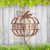 Happy Fall Pumpkin Metal Sign, Happy Fall Patio Weatherproof Accent