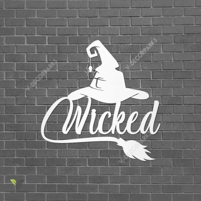 Wicked Witch Hat Metal Wall Decoration, Wicked Halloween Living Room Accent Metal Sign