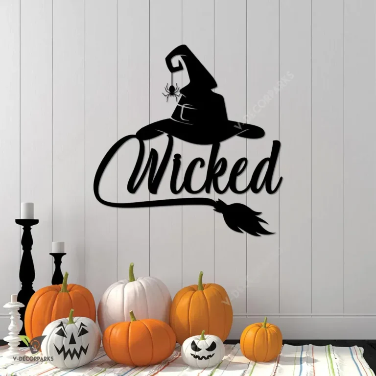 Wicked Witch Hat Metal Wall Decoration, Wicked Halloween Living Room Accent Metal Sign