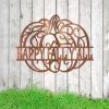 Happy Fall Y'all Rustic Pumpkin Metal Wall Art, Autumn Lovers Porch Metallic Decoration