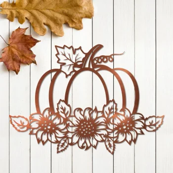 Pumpkin And Sunflowers Metal Art, Pumpkin And Sunflowers Fall Iron Decor For Her