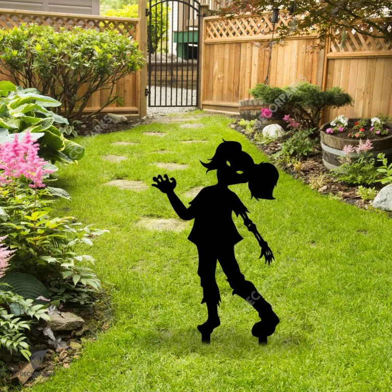 Zombie Girl Metal Garden Decoration, Zombie Girl Halloween Rust Resistant Stake Metal Sign