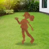 Rustic Zombie Girl Metal Garden Decor, Zombie Girl Plasma Cut Halloween Yard Accent