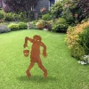 Rusted Zombie Boy Metal Garden Art, Scarry Zombie Boy Backyard Cutout Artwork