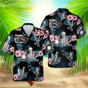 Black Barber Hawaii Shirt, Hairdryer 3d Apparel, Aloha Shirt For Mens, Womens