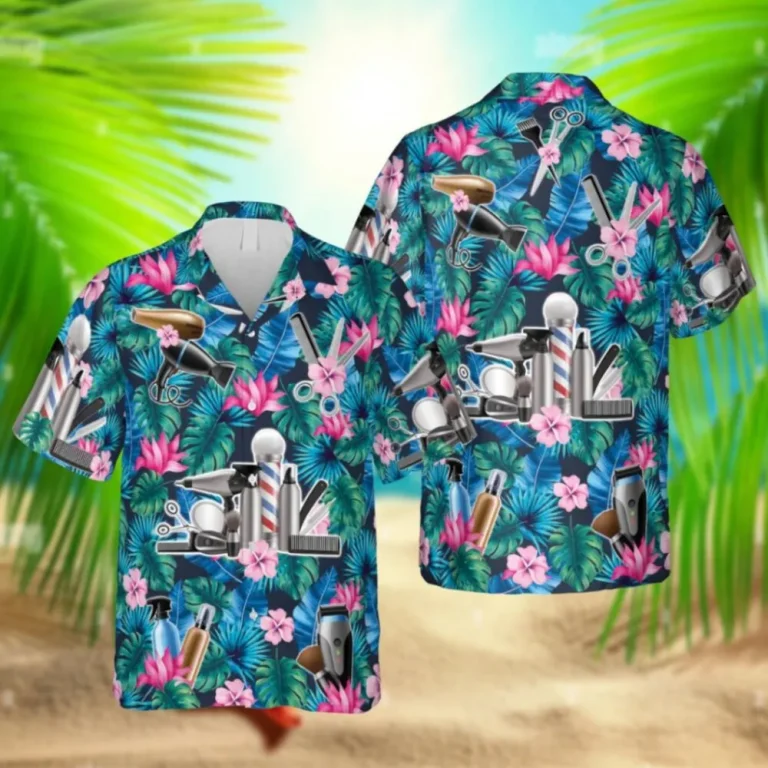 Tropical Barber Hawaiian Shirt, Vintage Reyn Spooner, Aloha Shirt For Mens, Womens