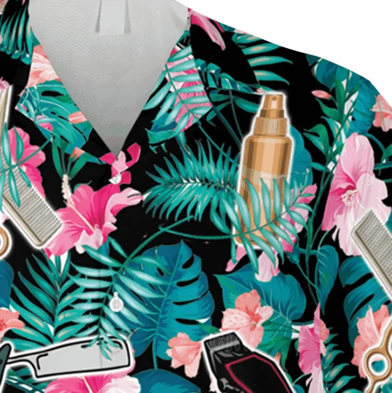 Tropical Plants Barber Hawaii Shirt, Hair Salon, Summer Outfit, Aloha Shirt For Mens, Womens