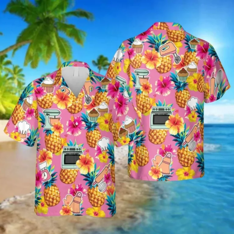 Bakery Pineapple Pink Hawaii Shirt, Summer Shirt, Aloha Shirt For Mens, Womens