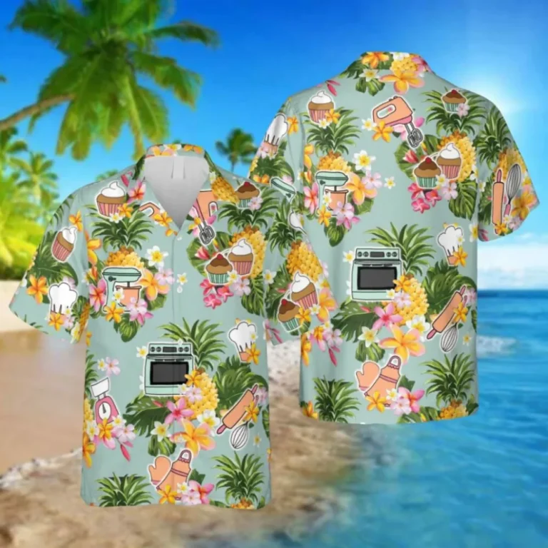 Baker Pineapple And Hibicus Hawaii Shirt, Summer Outfit For Men, Aloha Shirt For Mens, Womens