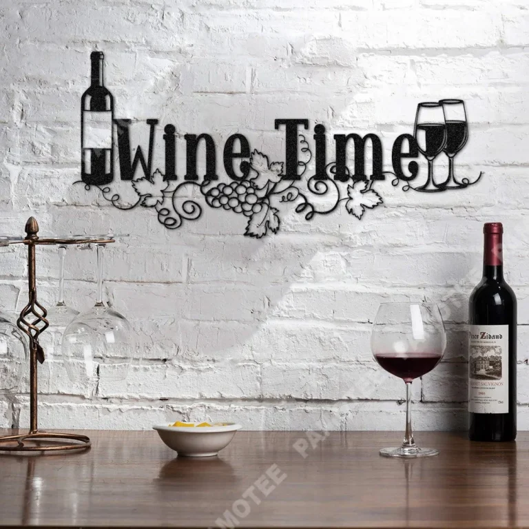 Customized Text Grape Cellar Wine Time Metal Bar Sign, Steel Plaque Gift