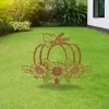 Rusty Pumpkin With Sunflowers Metal Garden Sign, Pumpkin With Sunflowers Autumn Exterior Stake