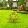 Rusty Pumpkin With Sunflowers Metal Garden Sign, Pumpkin With Sunflowers Autumn Exterior Stake