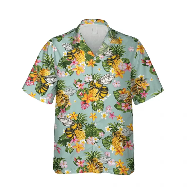 Bee And Pineapples Hawaiian Shirt, Gift For Him, Aloha Shirt For Mens, Womens