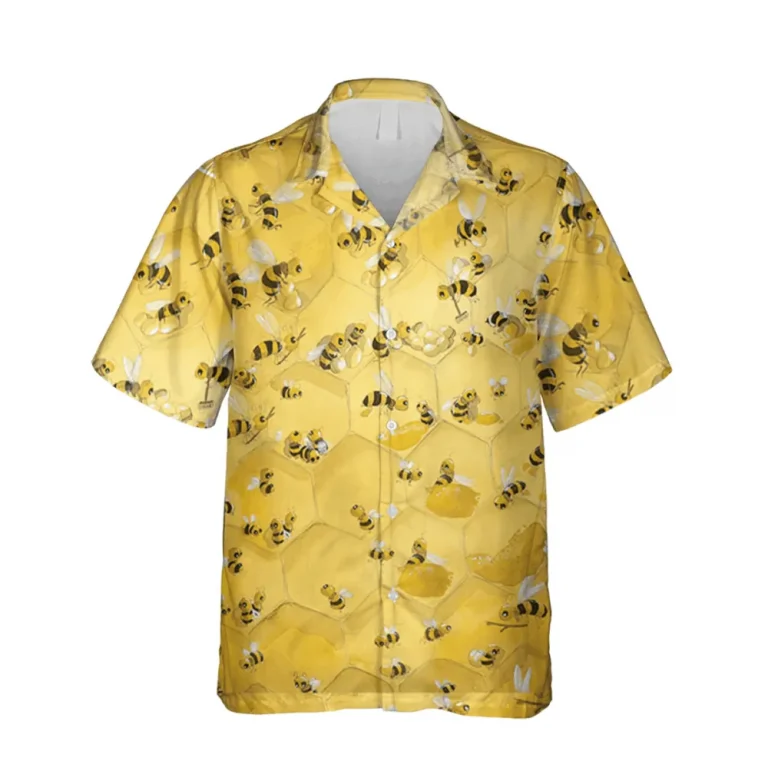 Honey Bee Yellow Hawaii Shirt, Gift For Her, Aloha Shirt For Mens, Womens
