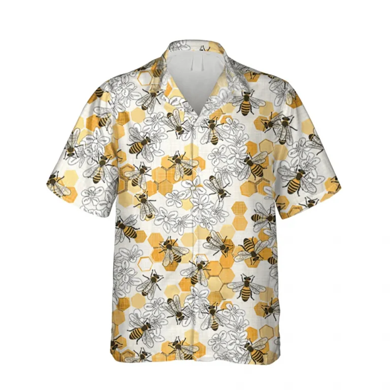 Honey Bee White Hawaii Shirt, Mother's Day Gift, Aloha Shirt For Mens, Womens