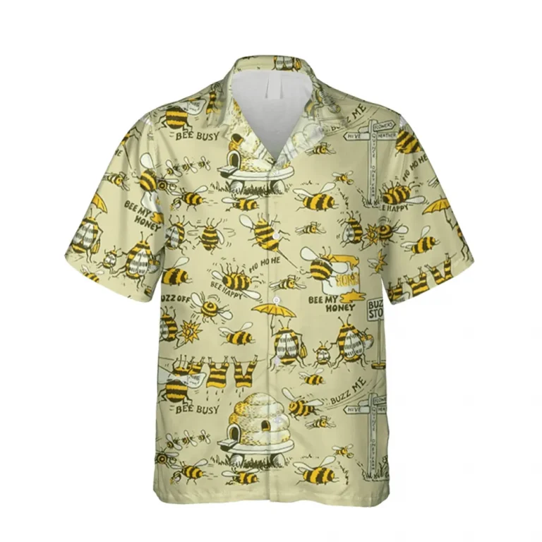 Funny Bee Icon Hawaiian T-shirt, Vintage Shirt For Men, Aloha Shirt For Mens, Womens