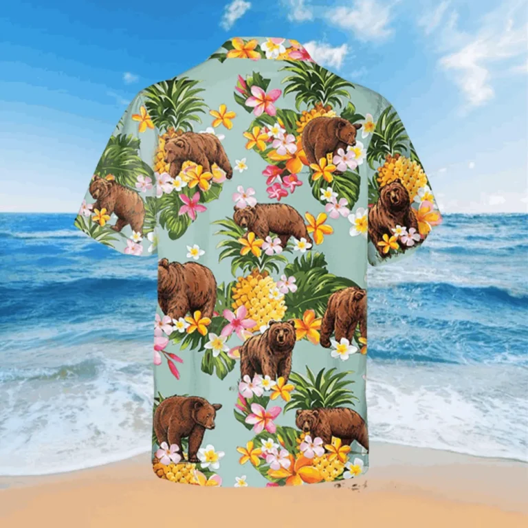 Funny Bear And Pineapple Hawaiian Shirt, Gift For Mom, Aloha Shirt For Mens, Womens