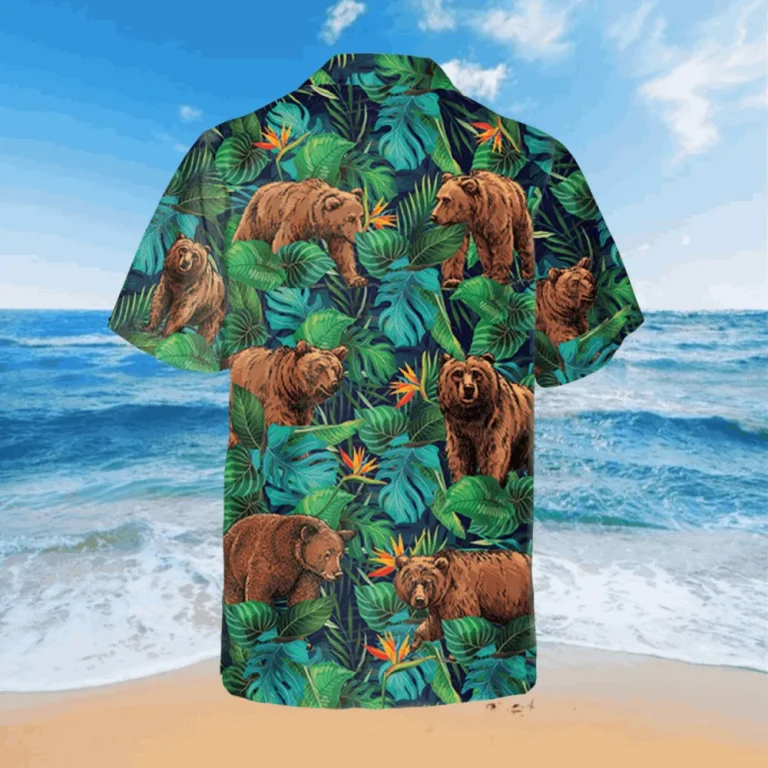 Tropical Bear Green Hawaii Shirt, Father's Day Gift, Aloha Shirt For Mens, Womens